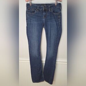 Silver Jeans Womens 27X35 Blue Aiko Mid Rise Slim Bootcut Stretch Whiskering